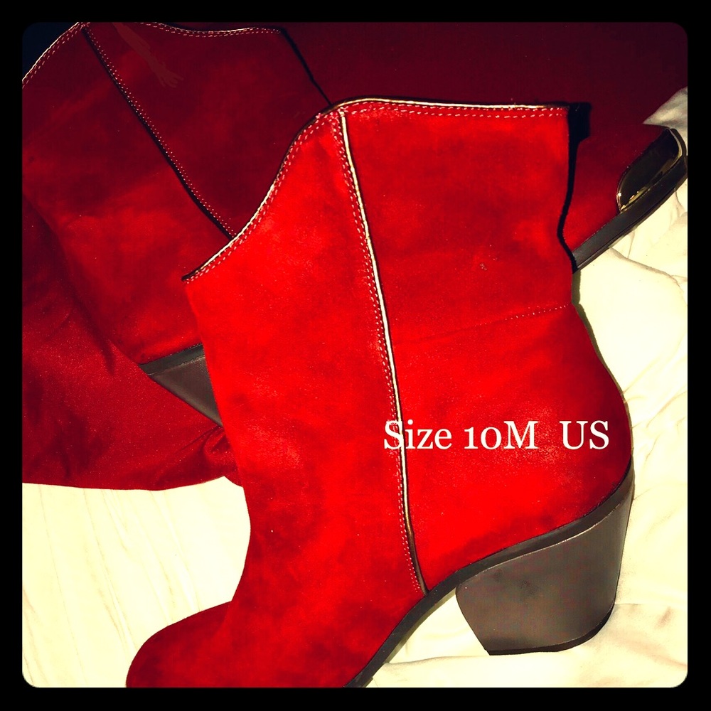 Fergie Chamber metal-tip dark red boots size10m